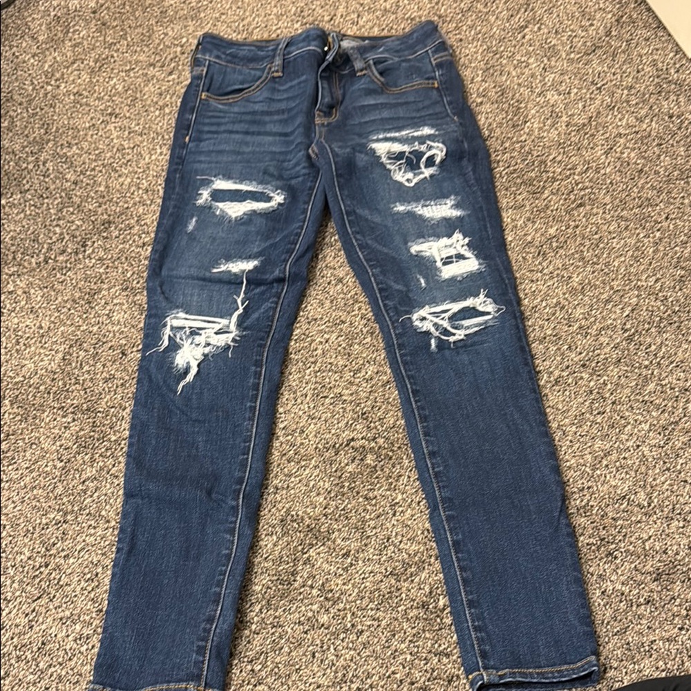 American Eagle Blue Distressed Women Jeans